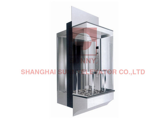 التحكم في الخطوة 3.0m / S 800kg Glass Case Square Gearless Traction Panoramic Elevator