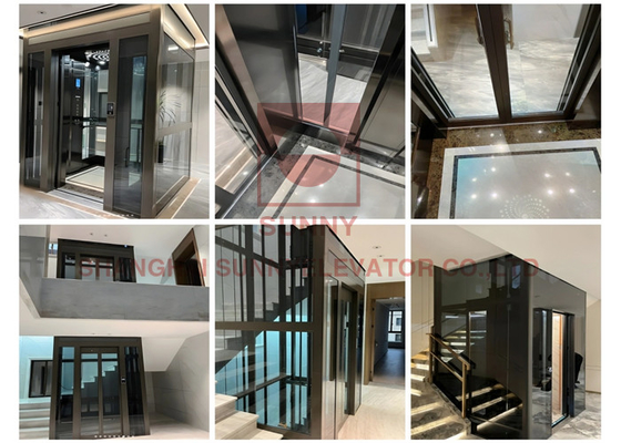 شقة سكنية غرفة آلة أقل أو MR مصعد الركاب مع الزجاج المقاوم أو الفولاذ المقاوم للصدأ
